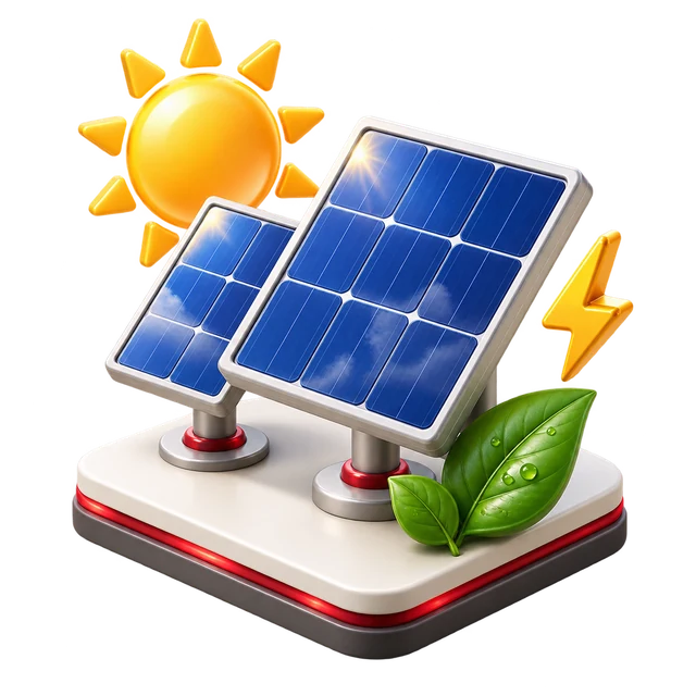Colorful 3D solar photovoltaic panel illustration