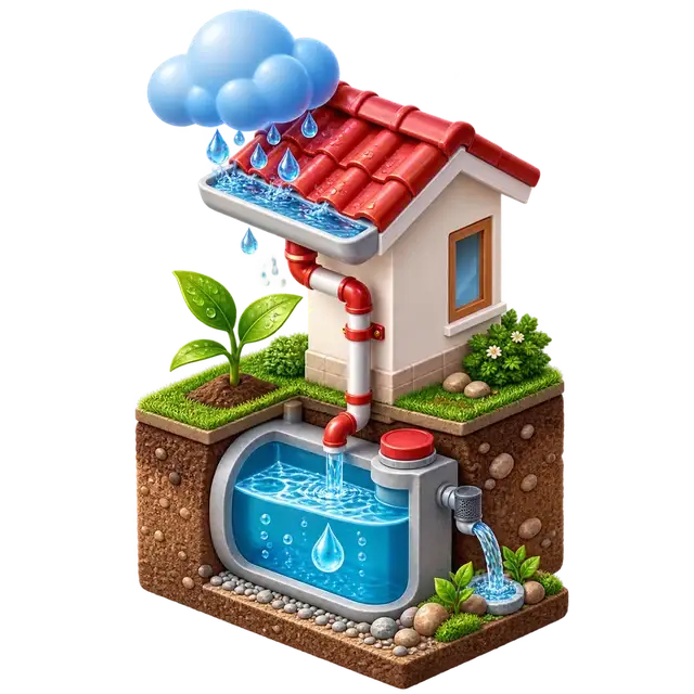 My Home Hoskote rainwater collection tank, recharge pit and reuse pipework