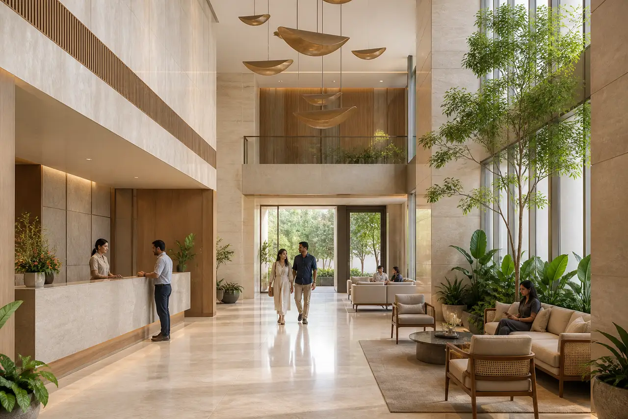 Bright contemporary residential lobby